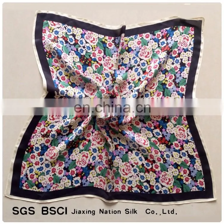 Silk small flowers printing scarf for girls