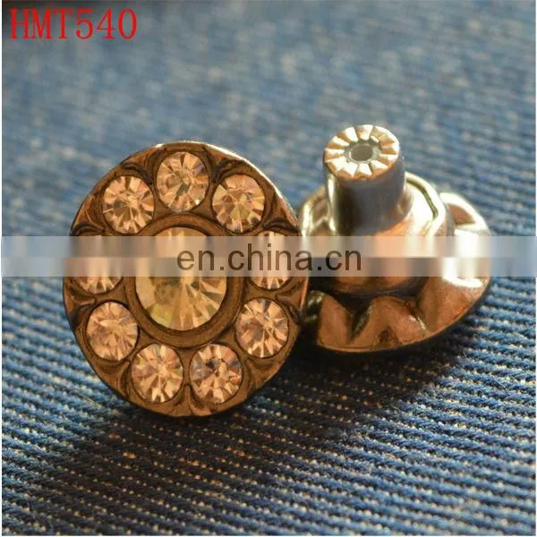 zinc alloy old nickel color jeans button with diamond