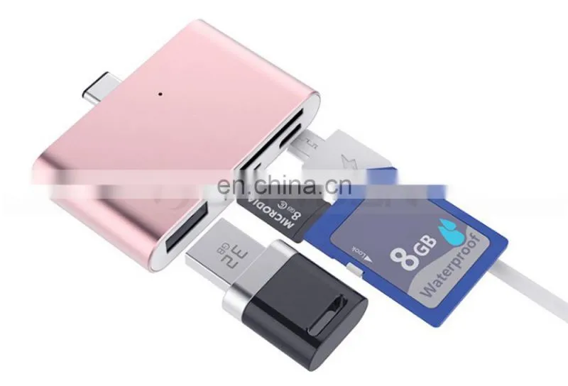 Digital Type C Card Reader USB C OTG USB 2.0 Hub/TF/SD Card Reader 4 IN 1 USB 3.1 with Micro USB Charging Port for MacBook