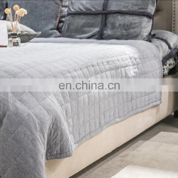 King size Gray color Vintage Washed Solid Cotton Quilt and Shams Set /Comfortable bedding bed sets