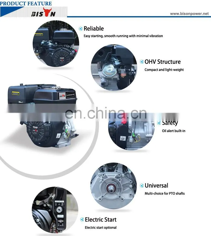 Bison(CHINA) 192f air cooled ohv 18 hp gasoline engine with electric starter
