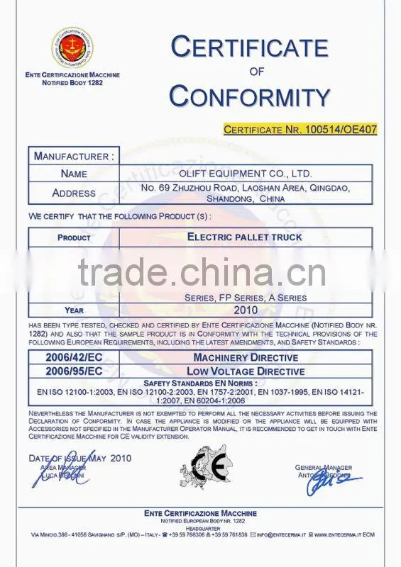 2500mm Electric Forklift Truck