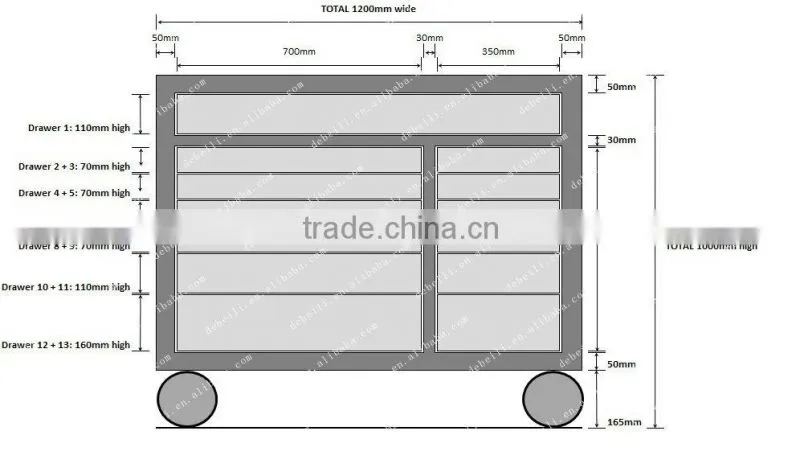 metal type Drawers tool Storage for workshop AX-1200-13D