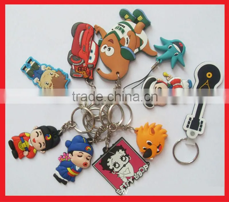 3D cartoon soft PVC keychain for kid gifts, OEM PVC key rings