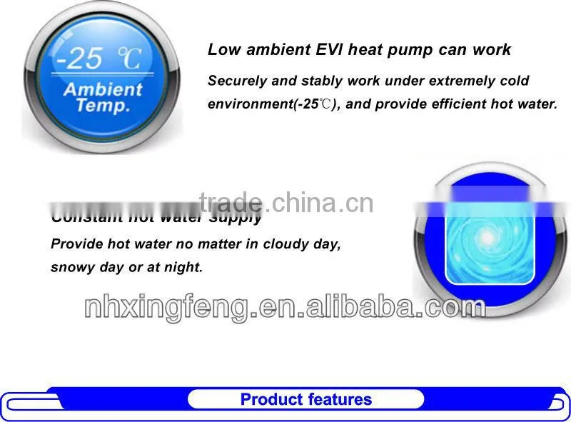 36kw China Split EVI heat pump for -25 degree ambient temp. using