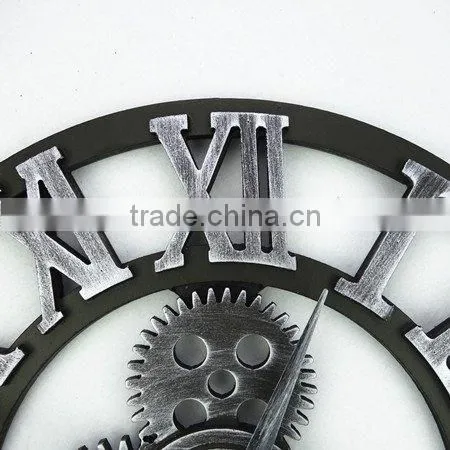 Handmade Oversized 3d Retro Rustic Decorative Luxury Art Big Gear Wooden Vintage Large Wall Clock on the Wall for Gift