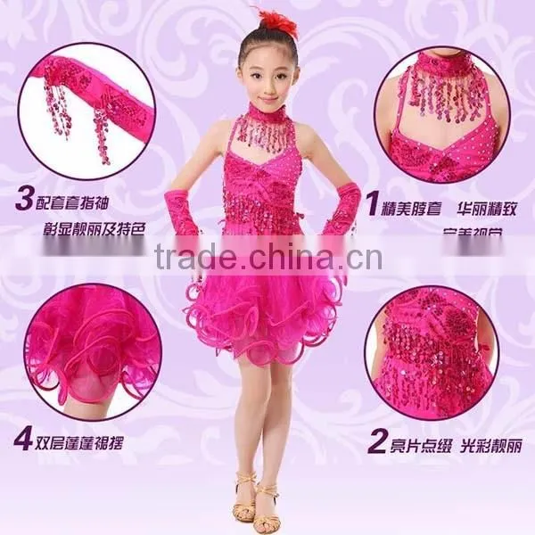 Professional latin dance costume for girls for performance Tasseled Latin Salsa Dancewear Girls Party Dance Costume Dress