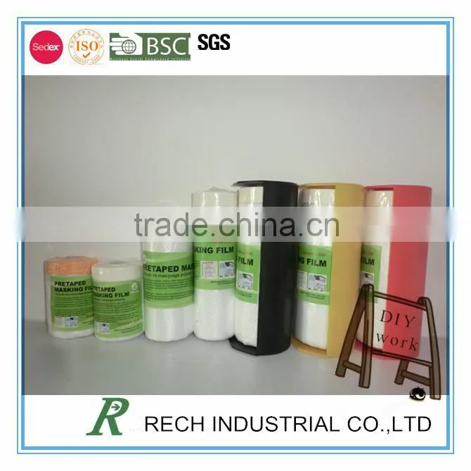 Hot sale pre-taped masking film with bule tape