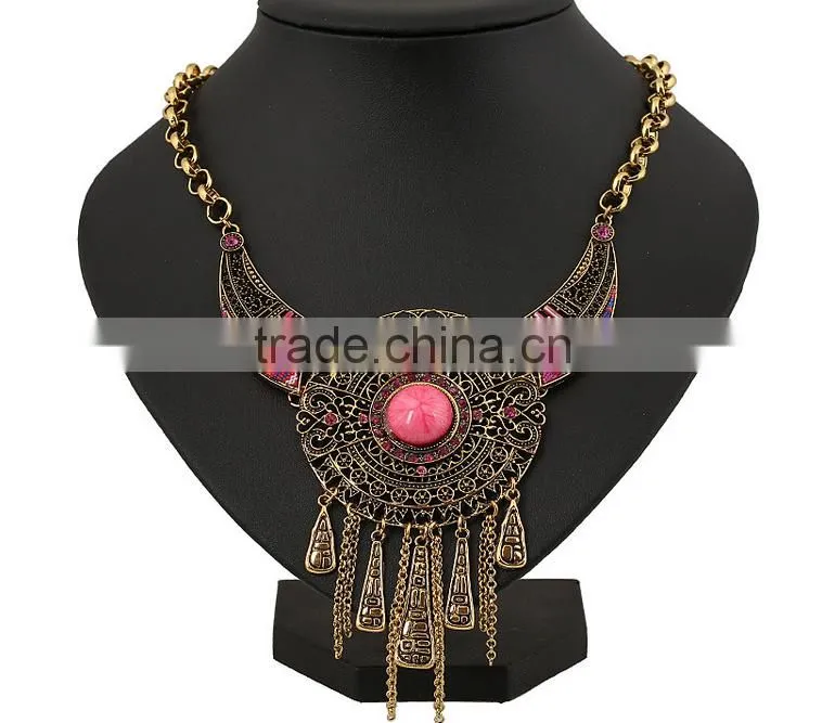 Hot sale new deisgn national style necklace heavy pendant necklace gemstone jewelry