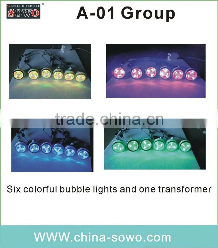 blue bubble lights used in bathtub