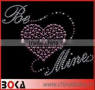 Love heart hot fix rhinestone iron on transfer wholesale
