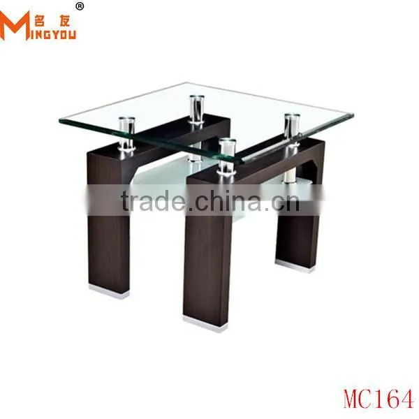 square glass top wood side table
