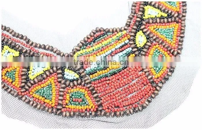 Garment shop interior design Collars,Fashion OEM/ODM Europe Style Wood Bead Handmade Net Cloth False Collar