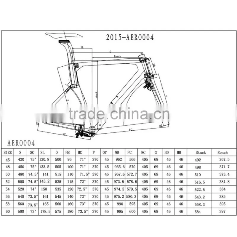 2015 new carbon aero road racing frame carbon fiber bike frame aero004