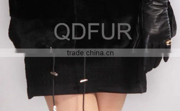 QD28052 Short Style Real Piece Rex Rabbit Fur Jacket with Hoody Outerwear Wholesale retail