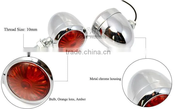 BJ-SL-057 High Quality Universal Chrome Amber Motorcycle Turn Signals Lights Bulb