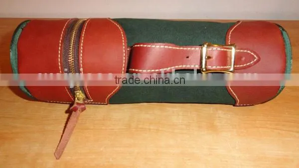 Fashion Design Handmade Faux PU leather antique wine carrier