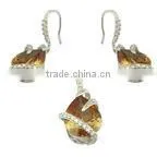Pearl dangle earrings pearl jewelry set 925 sterling sliver rhodium plating