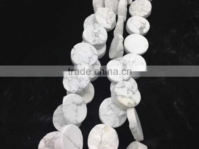 Wholesale Price Natural Stone Rough White Howlite ,White Turquoise Coin Beads