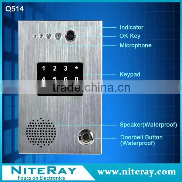Waterproof sip door phone with doorbell phone intercom