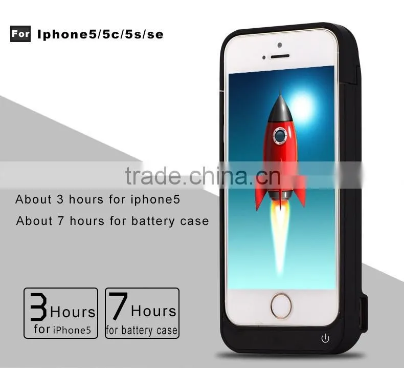 High quality safety certified battery charger case for iphone 5 se charger case charger