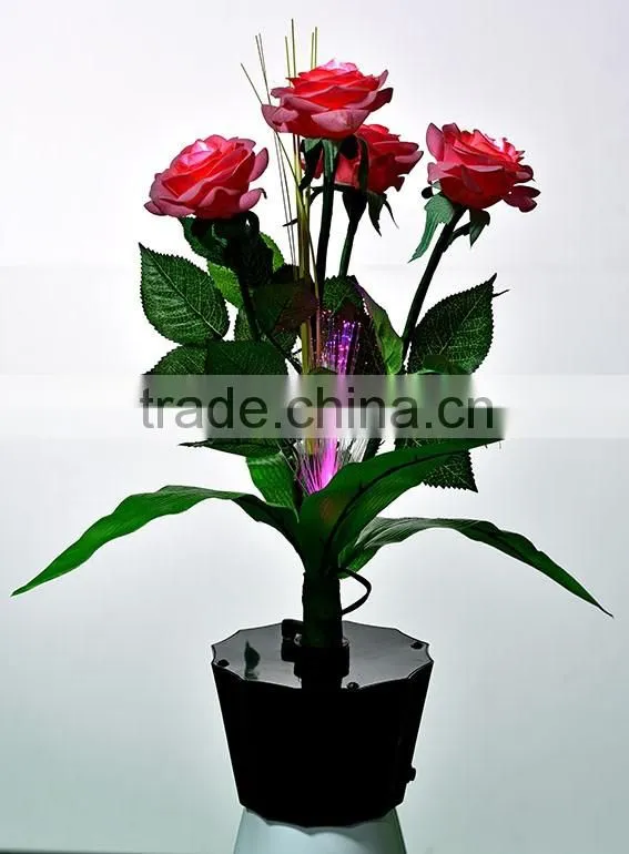 New Design 4 head Artificial Real Touch Wedding Decor LED PU Rose Flower lamp