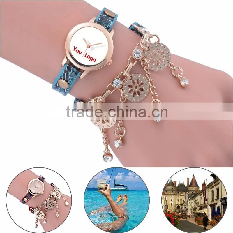 Braided Leather Women Bracelet Custom Made Watches relogio personalizado