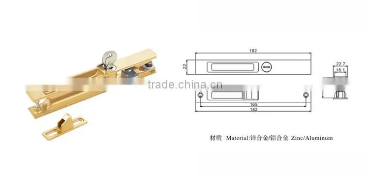Zinc Aluminum Door Sliding Lock For Home Decor