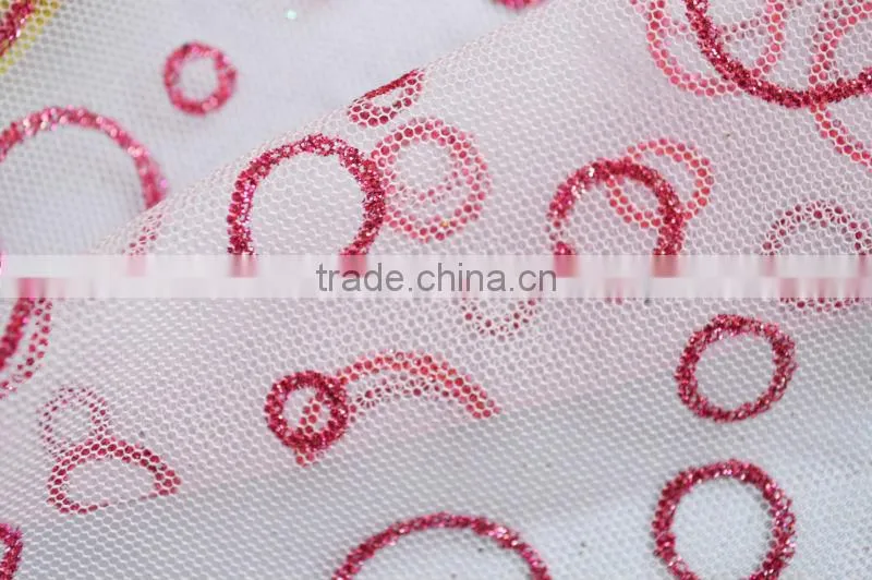 Polyester Metallic Printed Tulle Fabric for Dress and Decoration