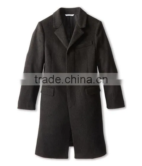 Hidden button woolen cloth coat for men