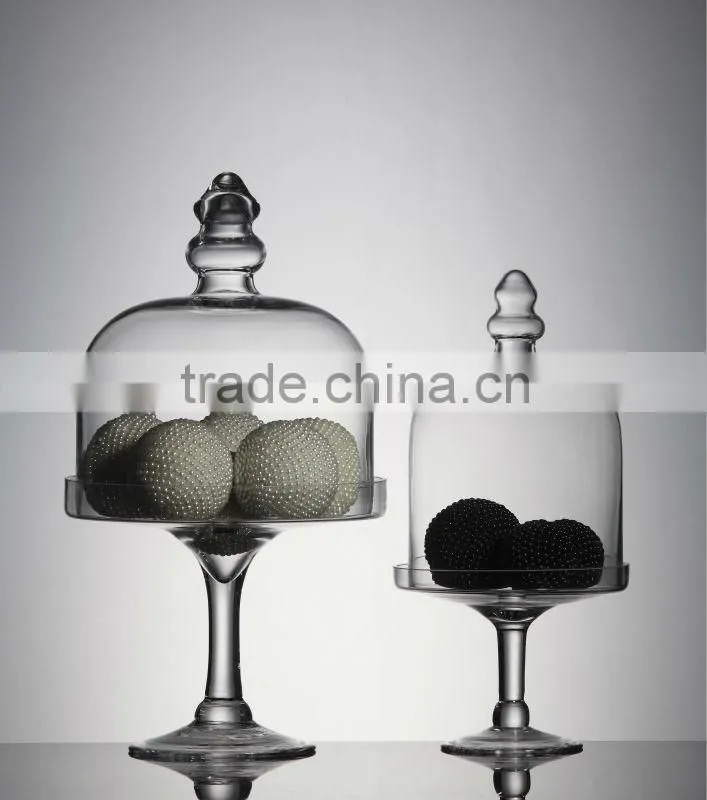 Clear Glass cloche Bell Jar for storage cupcake Stand
