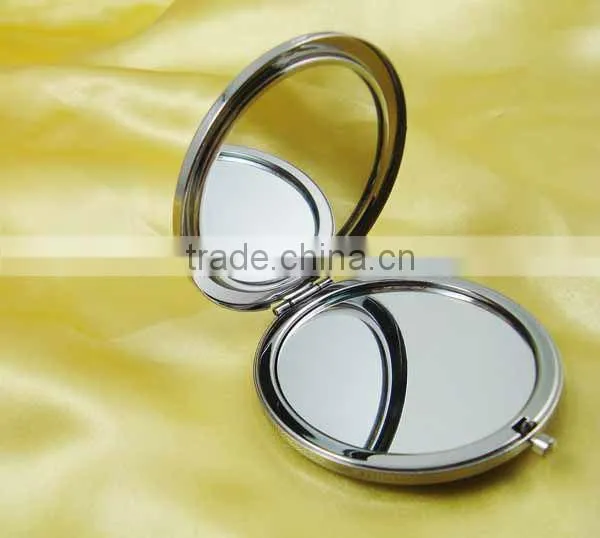 High-end round dual sided compact pocket metal miror with various finishes