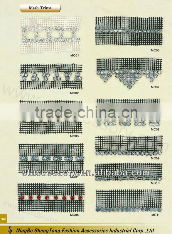 decorative rhinestone chain trim acrylic rhinestone mesh trim fashion rhinestone trim