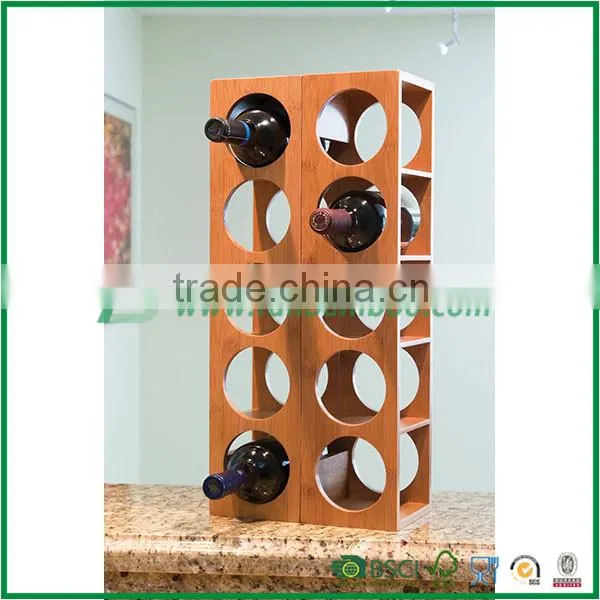 2015 New design promotional wine shelf high quality bamboo