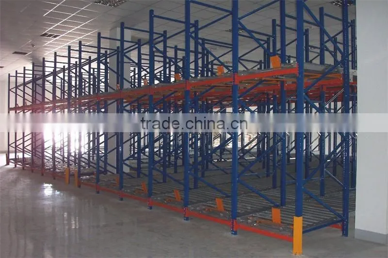 Gravity pallet rack for storage