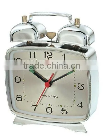 Square metal mechanical alarm clock, table clock
