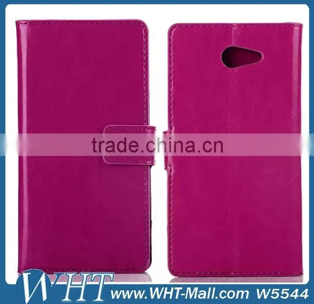 Leather Flip Cover Case for Sony Xperia M2 S50h Credit Card Slots Wallet Leather Case
