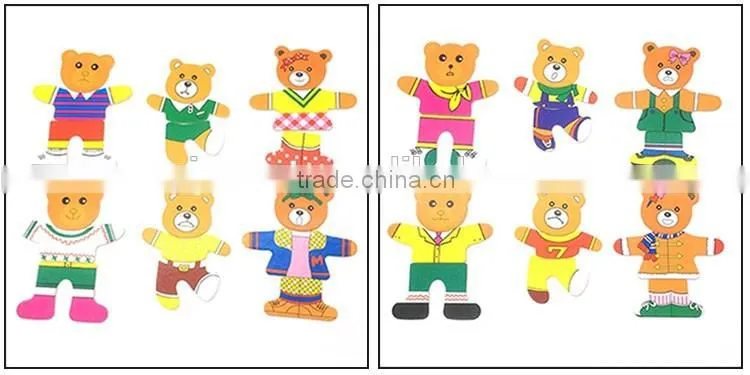 wooden bear dress family animal puzzle for kids