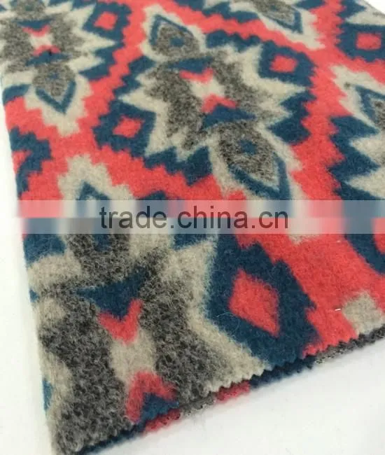 Wool acrylic blend jacquard knitting fabric for women overcoat