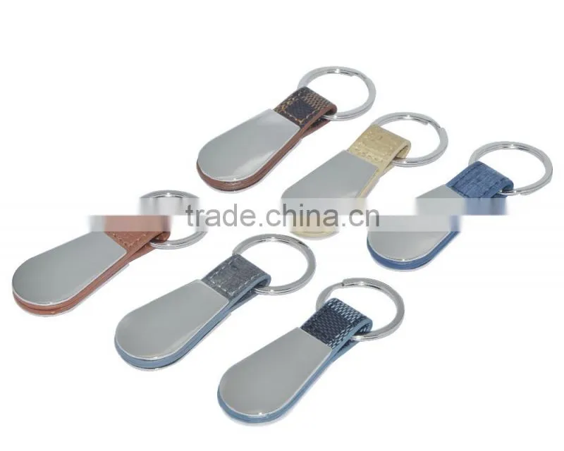 2016 exhibiton hot leather double side key chain for custom logo