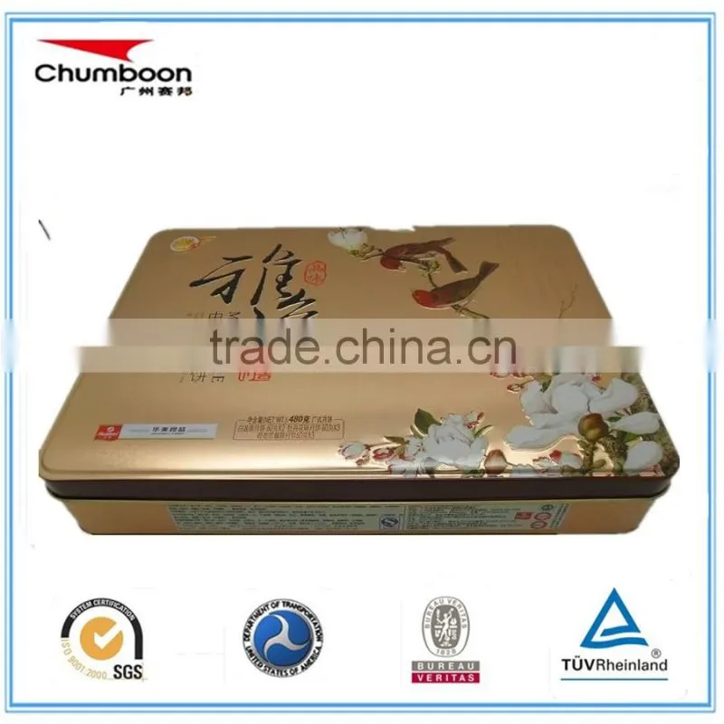 big direct factory CMYK rectangle embossed cake chocolate candy biscuit tin packaging
