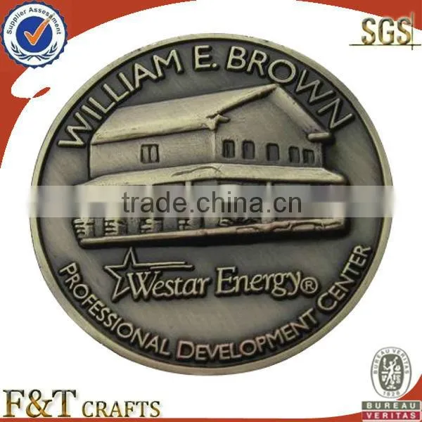 Custom metal fake gold souvenir coin with flower