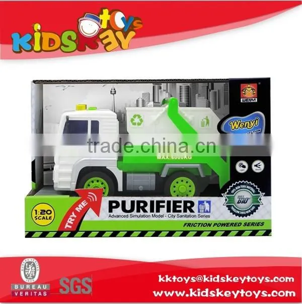 Promotional plastic wheels friction toy car yellow fire truck toys with sound and light