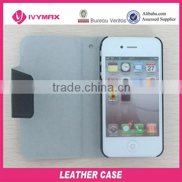 hot selling wallet stand leather case for iphone 4
