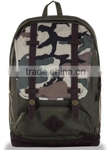 Camouflage Printed Canvas School Bag College Style Backpack