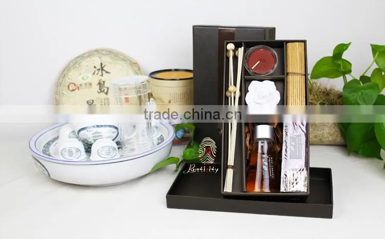 Customized glass bottle with essential oil reed diffuser with incense stick