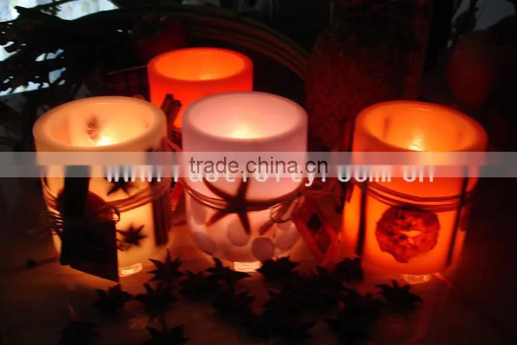 Colorful beautiful printing pillar LED candles