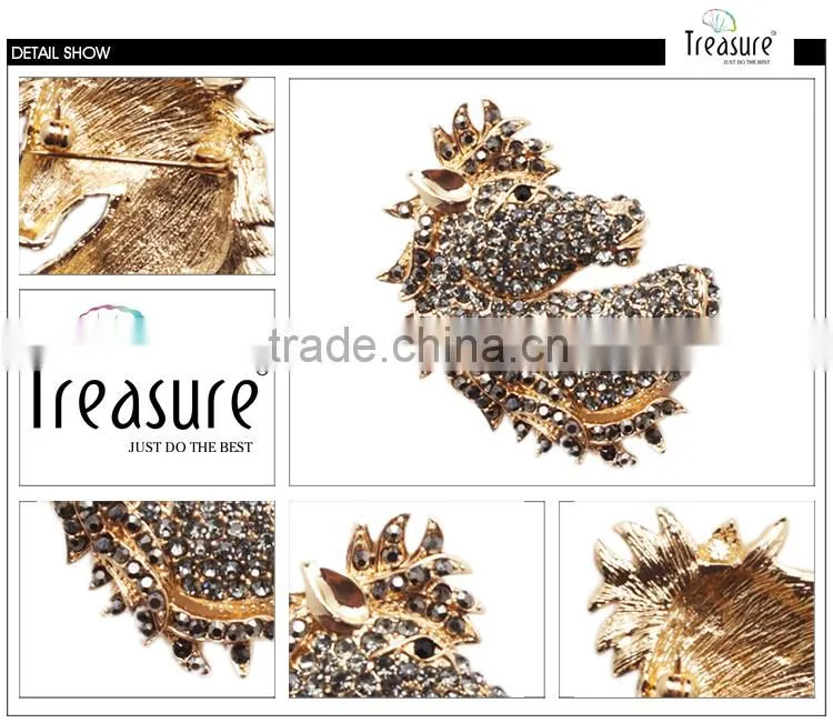 Costume jewelry rhinestone boar brooch, zinc alloy brooch, women and men brooch