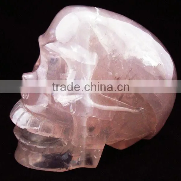 Natural Rose Quartz Openmouthed Skull for Christmas