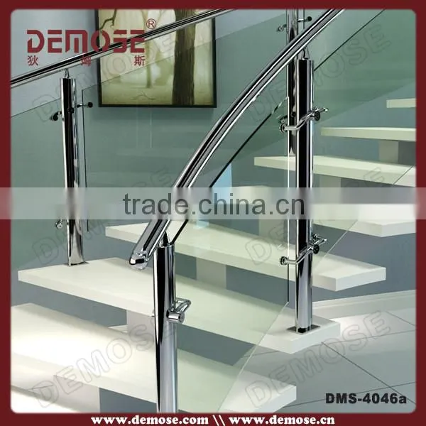 curved wood stair with glass railings for sale